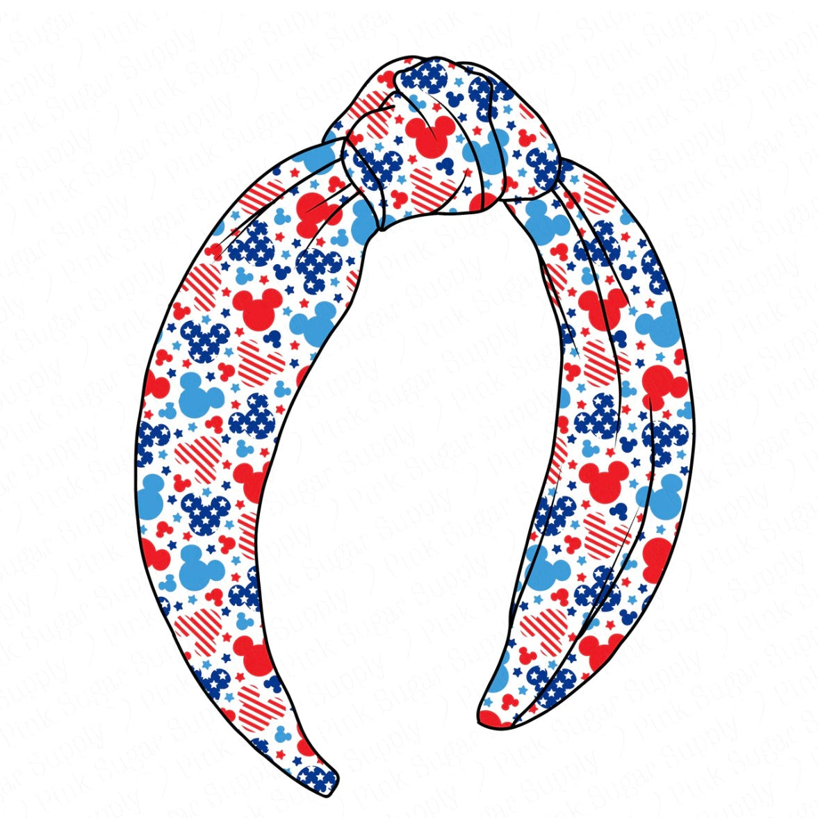 USA Mouse Heads Top Knot Headband-PREORDER